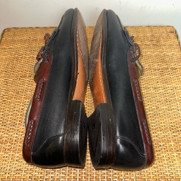 Allen Edmonds Loafers Woodstock 10.5D Slip On Kiltie Tassel 2 Tone Black Brown - Picture 7 of 11